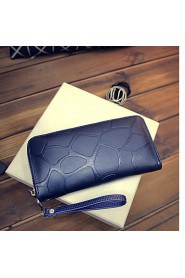 Women's Retro Stone grain purse female long zipper wallet