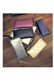 Women's Retro Stone grain purse female long zipper wallet