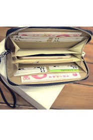 Women's Retro Stone grain purse female long zipper wallet