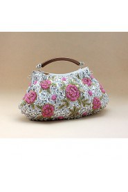 Handbag Silk/Faux Leather/Imitation Pearl Evening Handbags/Clutches/Mini Bags With Flower/Imitation Pearl