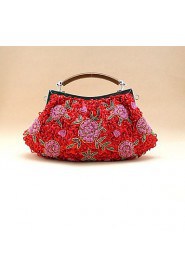 Handbag Silk/Faux Leather/Imitation Pearl Evening Handbags/Clutches/Mini Bags With Flower/Imitation Pearl