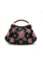 Handbag Silk/Faux Leather/Imitation Pearl Evening Handbags/Clutches/Mini Bags With Flower/Imitation Pearl