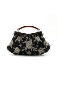 Handbag Silk/Faux Leather/Imitation Pearl Evening Handbags/Clutches/Mini Bags With Flower/Imitation Pearl