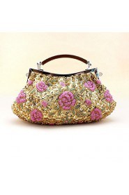 Handbag Silk/Faux Leather/Imitation Pearl Evening Handbags/Clutches/Mini Bags With Flower/Imitation Pearl