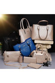 Women PU / Other Leather Type Barrel Shoulder Bag / Tote White / Blue / Gold / Black