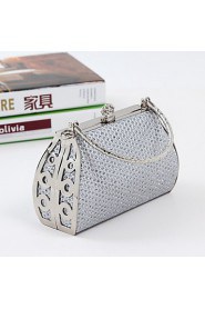 Women PU / Metal Minaudiere Tote / Clutch / Evening Bag / Wristlet Silver