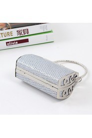 Women PU / Metal Minaudiere Tote / Clutch / Evening Bag / Wristlet Silver