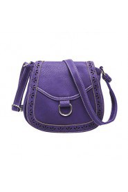 Women PU Shell Shoulder Bag Satchel Casual Vintage Bag White Purple