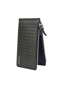 Famous Brand Men's Two Layer Folded Long Pu Leather Wallets Male's Business Clutch Wallet Card Purse