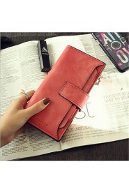 Women PU Tri fold Wallet Red / Gray / Black