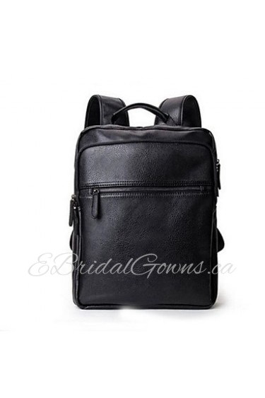 Men PU Bucket Backpack Black