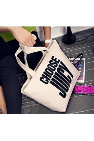 Women Canvas Shopper Tote White / Pink / Gray / Black