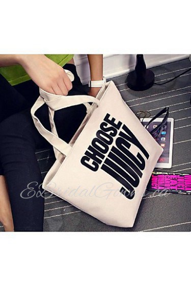 Women Canvas Shopper Tote White / Pink / Gray / Black