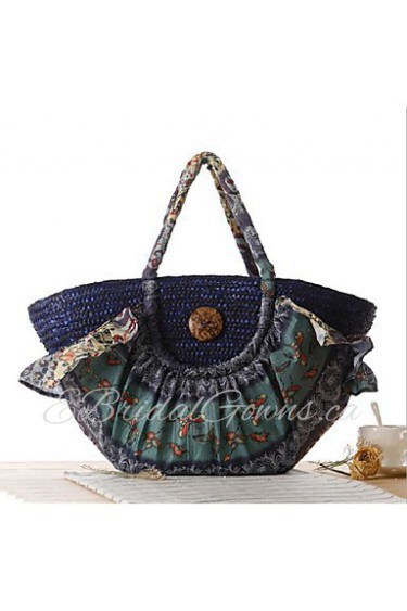 Women Casual Straw Tote Purple / Blue / Green