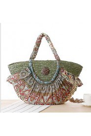 Women Casual Straw Tote Purple / Blue / Green