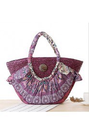 Women Casual Straw Tote Purple / Blue / Green