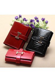 Western Crocodile Patent Leather Short Wallet