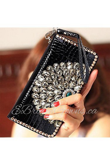 Women's Fashion Wallet Crystal Peacock Patterns Wallet Zipper Wristlets