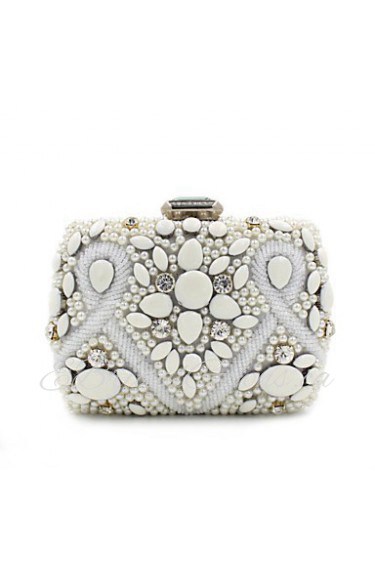 Women's Handmade Pearl Inlaid Diamonds Party/Evening Bag