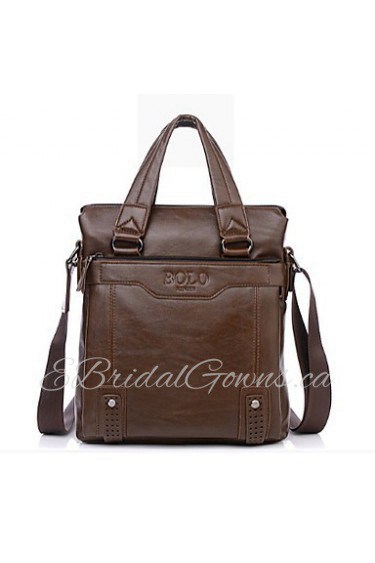 Men's PU Baguette Shoulder Bag/Tote Brown/Black