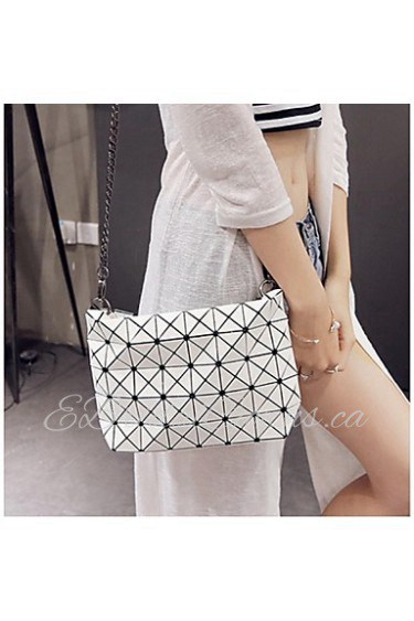 Women PU Shopper Shoulder Bag White / Beige / Silver