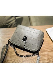 Women Casual PU Shoulder Bag Gray / Black