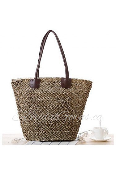 Women Casual Straw Tote Brown