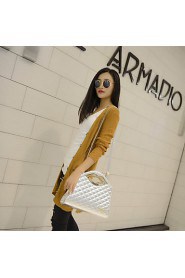 Women PU Baguette Shoulder Bag / Tote White / Black