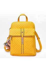 Women PU Bucket Backpack / School Bag / Travel Bag White / Blue / Yellow / Red / Black / Burgundy