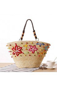 Women Casual Straw Tote Beige