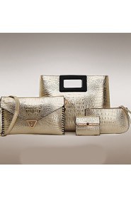 Women PU Barrel Shoulder Bag / Tote / Clutch Gold / Silver / Black