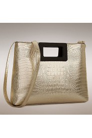 Women PU Barrel Shoulder Bag / Tote / Clutch Gold / Silver / Black