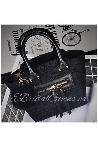 Women Polyester Barrel Tote Gray / Black