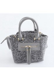 Women Polyester Barrel Tote Gray / Black