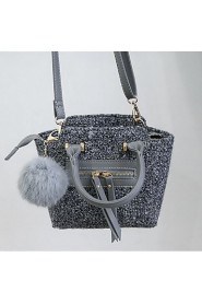 Women Polyester Barrel Tote Gray / Black