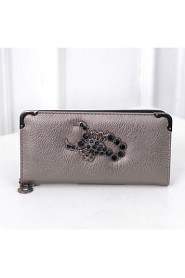 Women PU Bi fold Checkbook Wallet Multi color