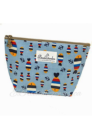 Women PU Casual Cosmetic Bag Blue 26cm*14.5cm*6cm