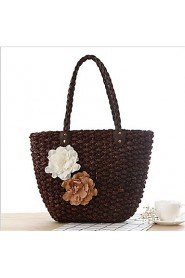 Women Casual Straw Tote Beige / Brown