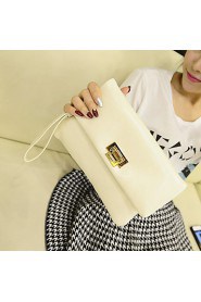 Women PU / Oxford Cloth Baguette Clutch White / Black