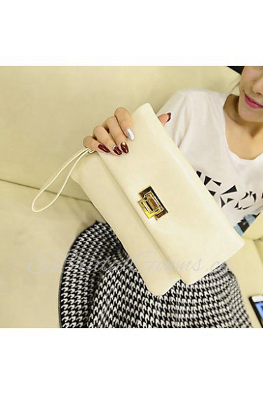 Women PU / Oxford Cloth Baguette Clutch White / Black