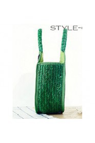 Women Straw Hobo Tote Green