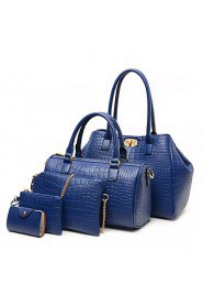 Women PU Barrel Shoulder Bag / Tote Blue / Gold / Red / Black