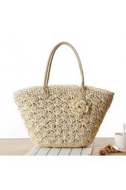 Women Casual Straw Tote White / Khaki