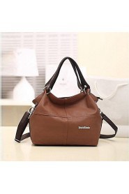 Women's Candy Color PU Leather Patchwork Vintage Handbag Totes