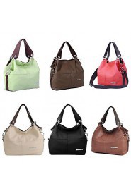 Women's Candy Color PU Leather Patchwork Vintage Handbag Totes