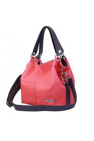 Women's Candy Color PU Leather Patchwork Vintage Handbag Totes