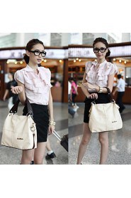 Women's Candy Color PU Leather Patchwork Vintage Handbag Totes