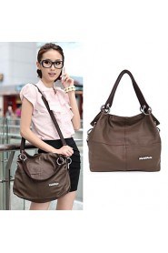 Women's Candy Color PU Leather Patchwork Vintage Handbag Totes