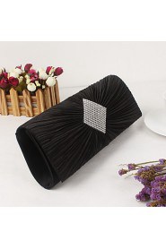 Women Metal / Satin Minaudiere Clutch / Evening Bag Purple / Gold / Silver / Black