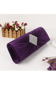 Women Metal / Satin Minaudiere Clutch / Evening Bag Purple / Gold / Silver / Black